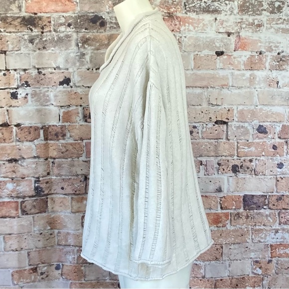 Knit Ribbed Sweater Drop Shoulder Off-WhiteSz Medium - Picture 8 of 10